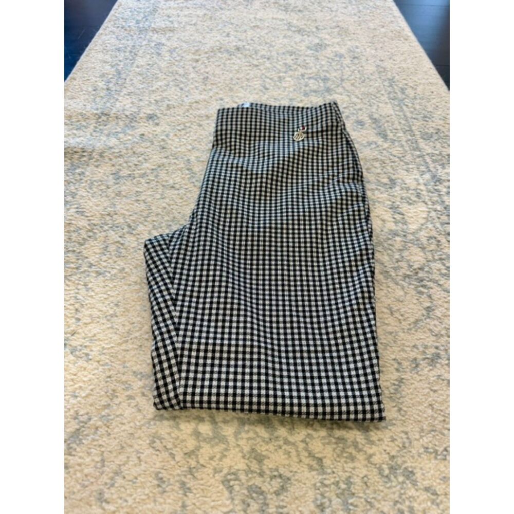 Tommy Hilfiger Black White Check Stretch Tapered Leg Pull-On Dress Pants Size 12
